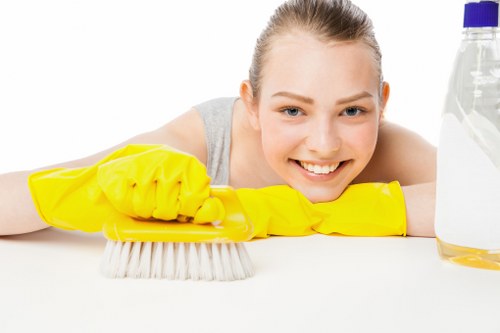 Professional move in cleaning in a blank kitchen space