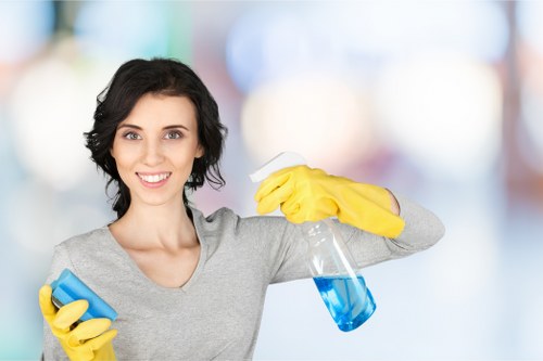 Professional office cleaning in a conference room setting