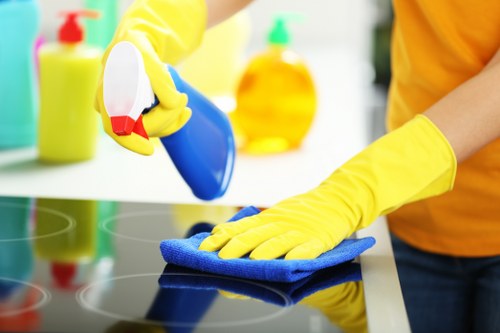 Deep house cleaning of a tidy modern bedroom